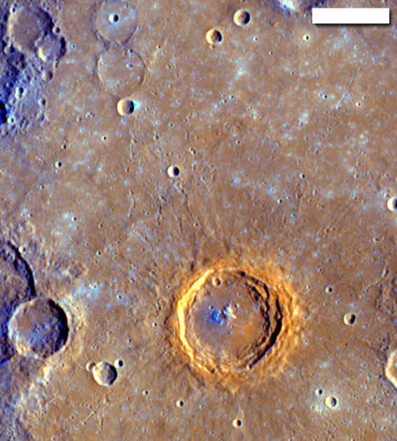 Détails, en couleurs, de la surface de Mercure