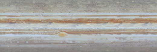 La circonférence complète de Jupiter de 60° sud à 60° nord