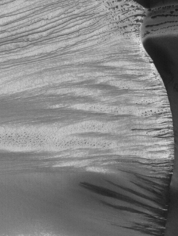 Les dunes de sables du cratère Russell vues par MGS