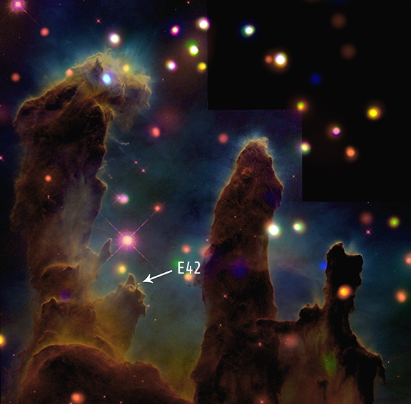 La nébuleuse de l'Aigle vue par Hubble et Chandra