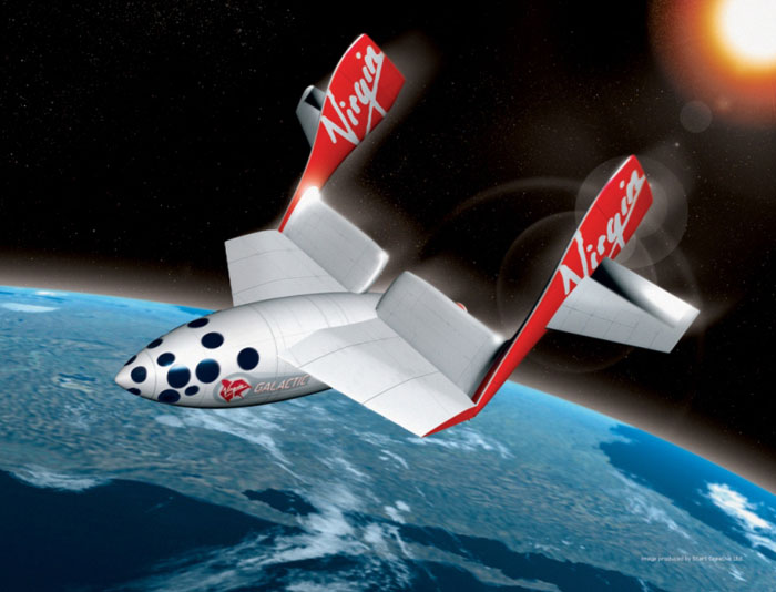 Vue d'artiste de SpaceShipOne sous les couleurs de Virgin Galactic