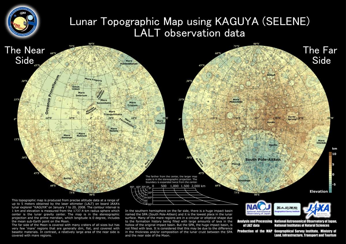 Selene produit La carte topographique de la Lune