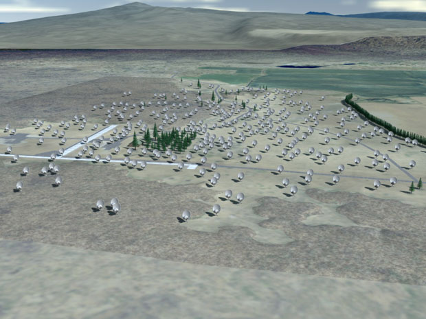 Les 350 antennes du Allen Telescope Array (vue d'artiste)