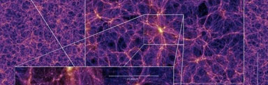 La distribution de la matière foncée dans l'Univers sur différentes échelles.