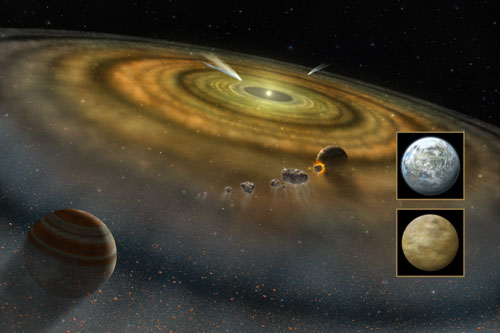 Vue d'artiste du système planètaire de Beta Pictoris