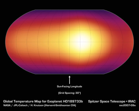 Carte des températures de l'exoplanète HD 189733b