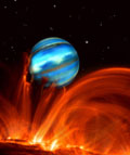Vue d'artiste de la planète TrES-1 autour de son étoile