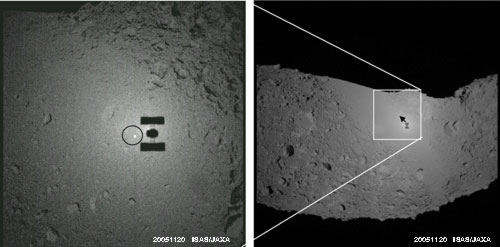 L'ombre de Hayabusa sur Itokawa