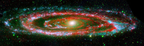 La galaxie d'Androm&egrave;de vue par Galex et Spitzer