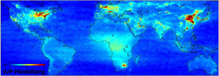 Carte globale de la pollution atmosphérique au bioxyde d'azote