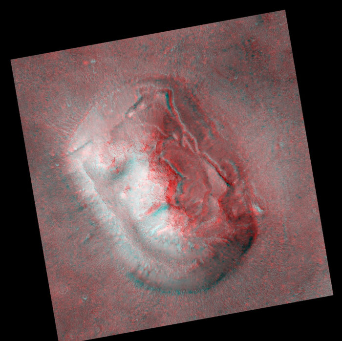 Le Visage de Mars en 3-D (nécessite des lunettes anaglyphes)