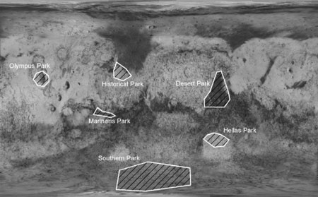 Des parcs planétaires sur Mars