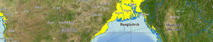 Carte régionale des zones touchées par les tsunamis